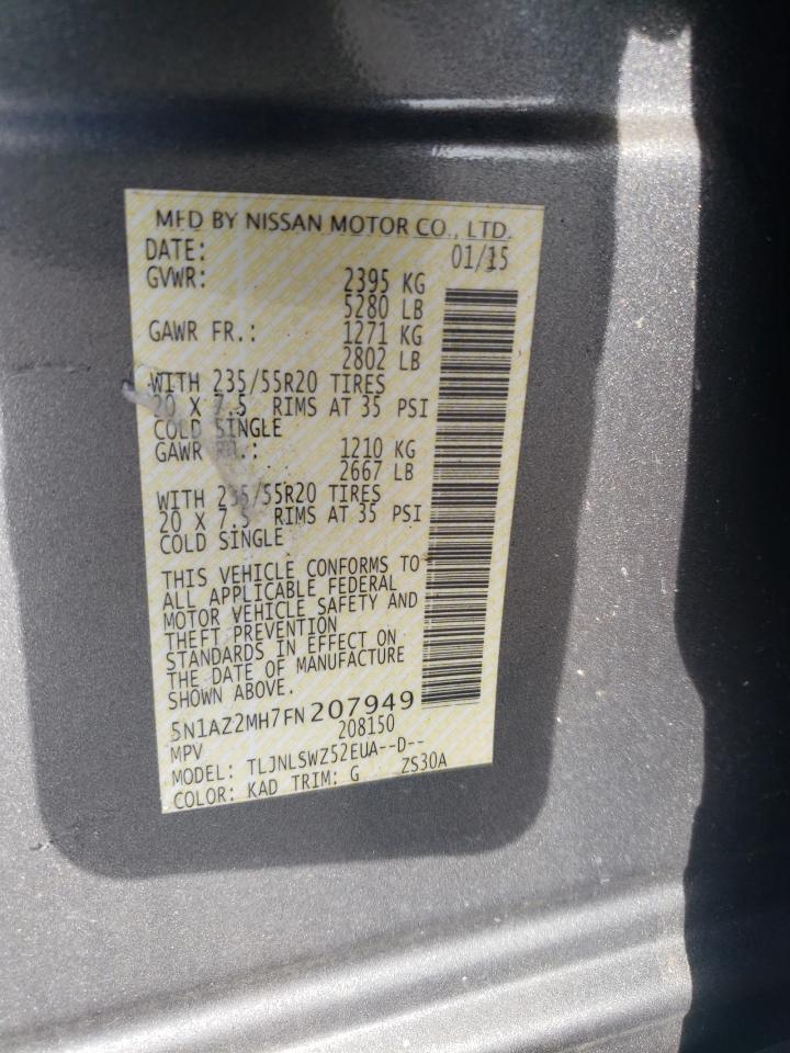 2015 Nissan Murano S VIN: 5N1AZ2MH7FN207949 Lot: 82192165