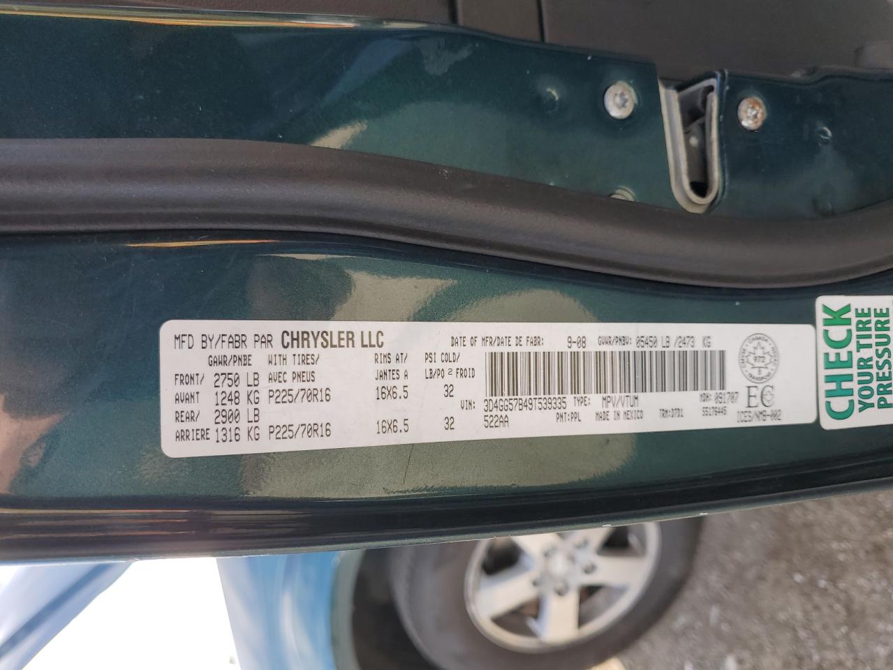 2009 Dodge Journey Sxt VIN: 3D4GG57B49T539335 Lot: 86305105