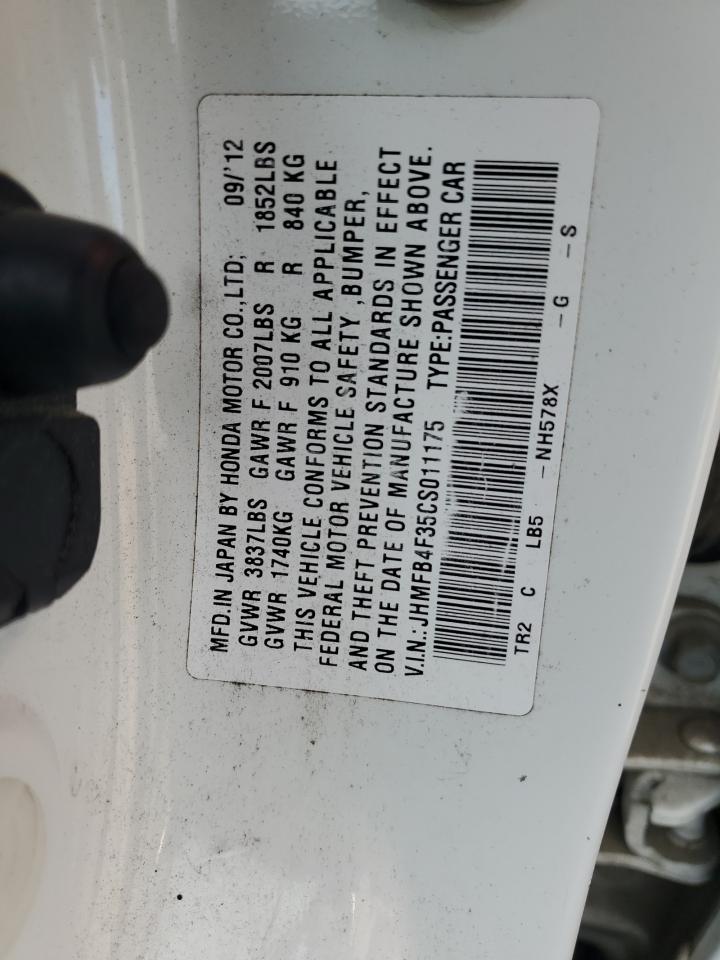 2012 Honda Civic Hybrid L VIN: JHMFB4F35CS011175 Lot: 85927745