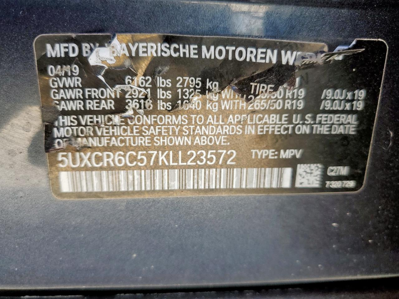 2019 BMW X5 xDrive40I VIN: 5UXCR6C57KLL23572 Lot: 86107635
