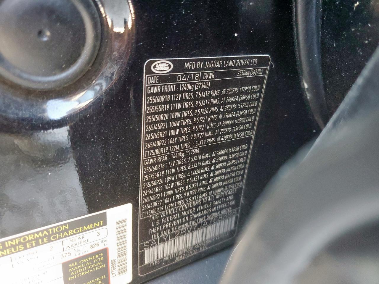 2018 Land Rover Range Rover Velar R-Dynamic Se VIN: SALYL2RV7JA768888 Lot: 86409885