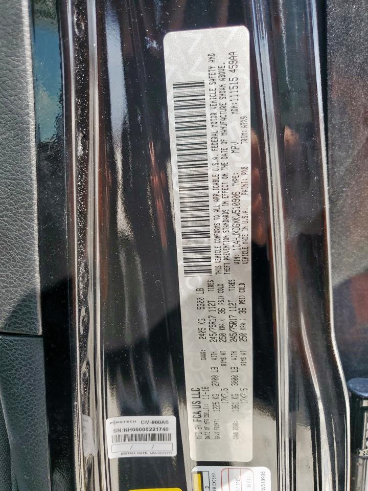 2019 Jeep Wrangler Unlimited Sport VIN: 1C4HJXDGXKW510906 Lot: 80701135