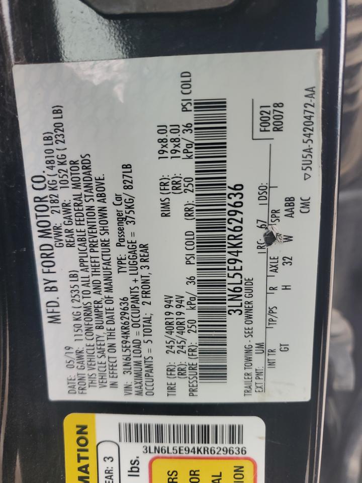 2019 Lincoln Mkz Reserve Ii VIN: 3LN6L5E94KR629636 Lot: 90995675