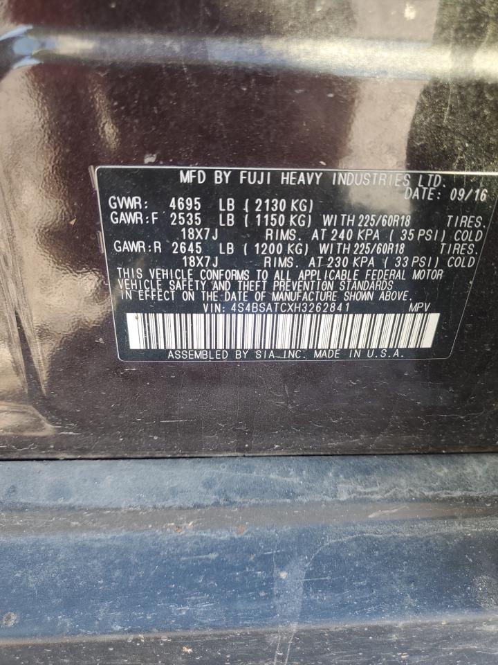 2017 Subaru Outback Touring VIN: 4S4BSATCXH3262841 Lot: 82204895