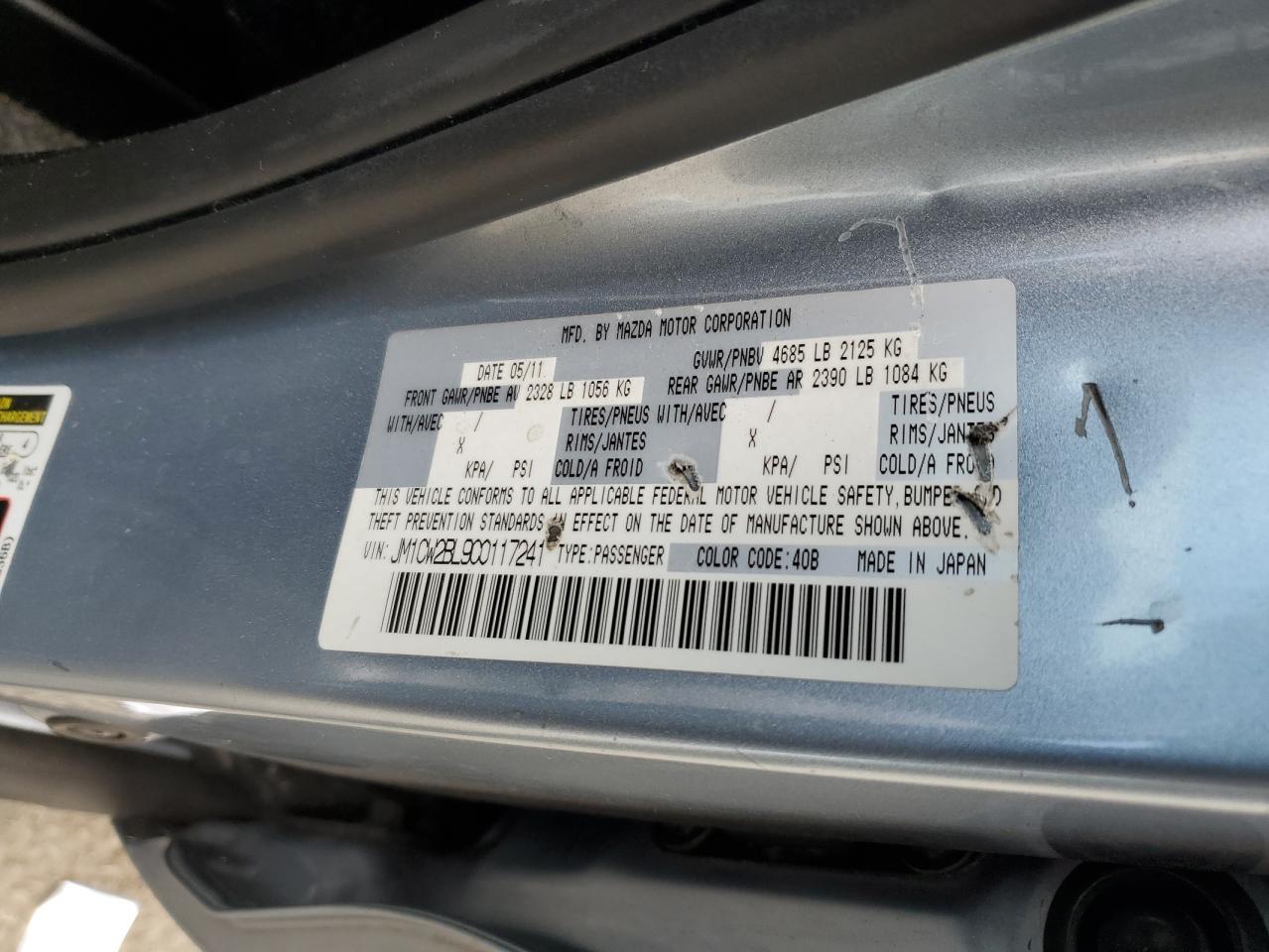 2012 Mazda 5 VIN: JM1CW2BL9C0117241 Lot: 86463145