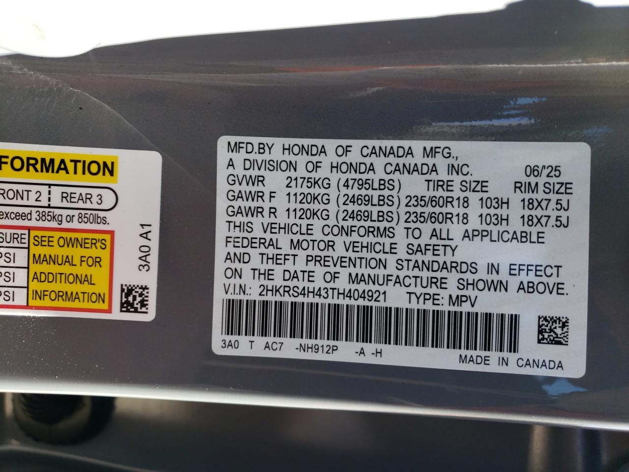 2026 Honda Cr-V Ex VIN: 2HKRS4H43TH404921 Lot: 85650635