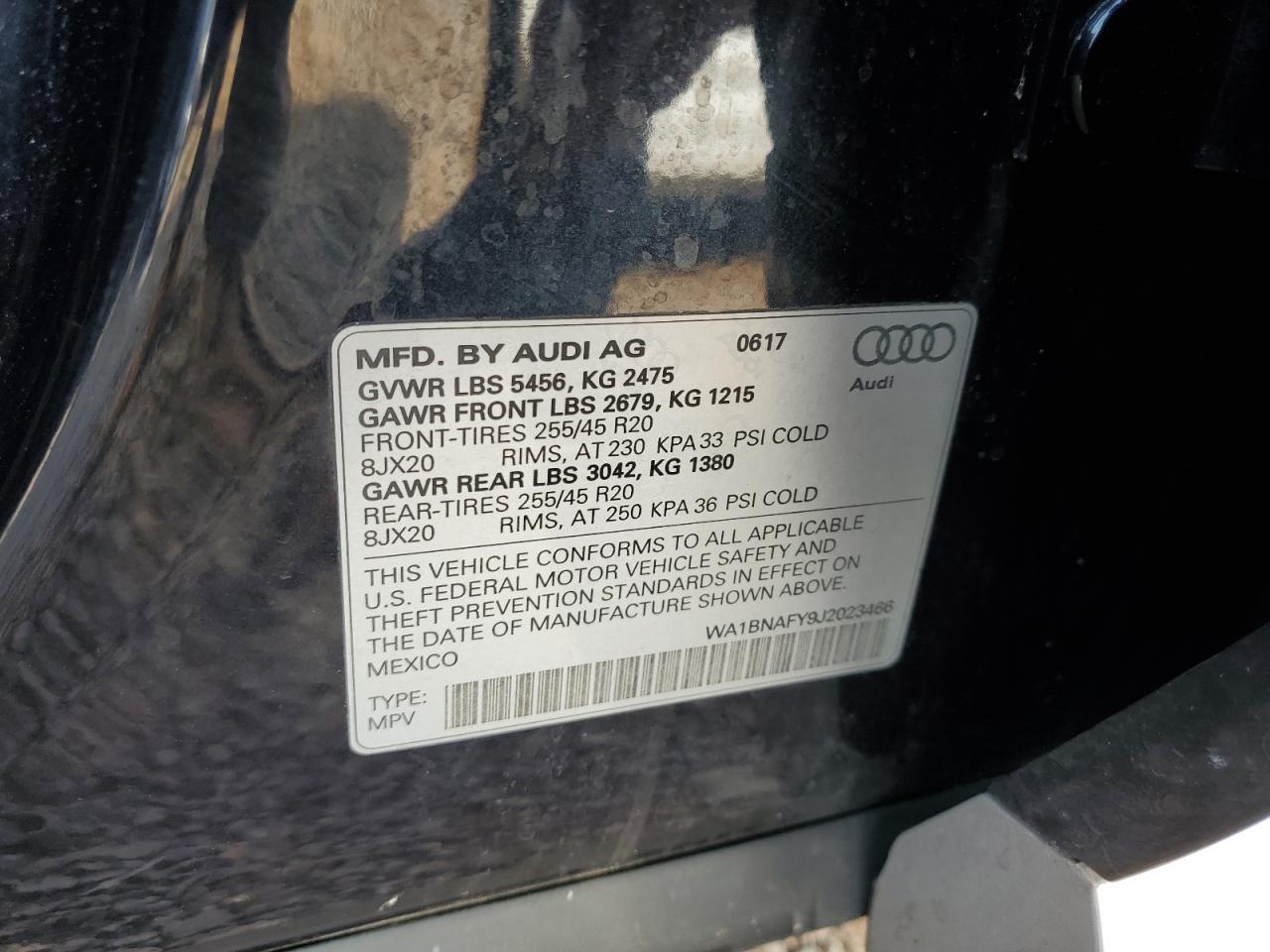 2018 Audi Q5 Premium Plus VIN: WA1BNAFY9J2023466 Lot: 82215715