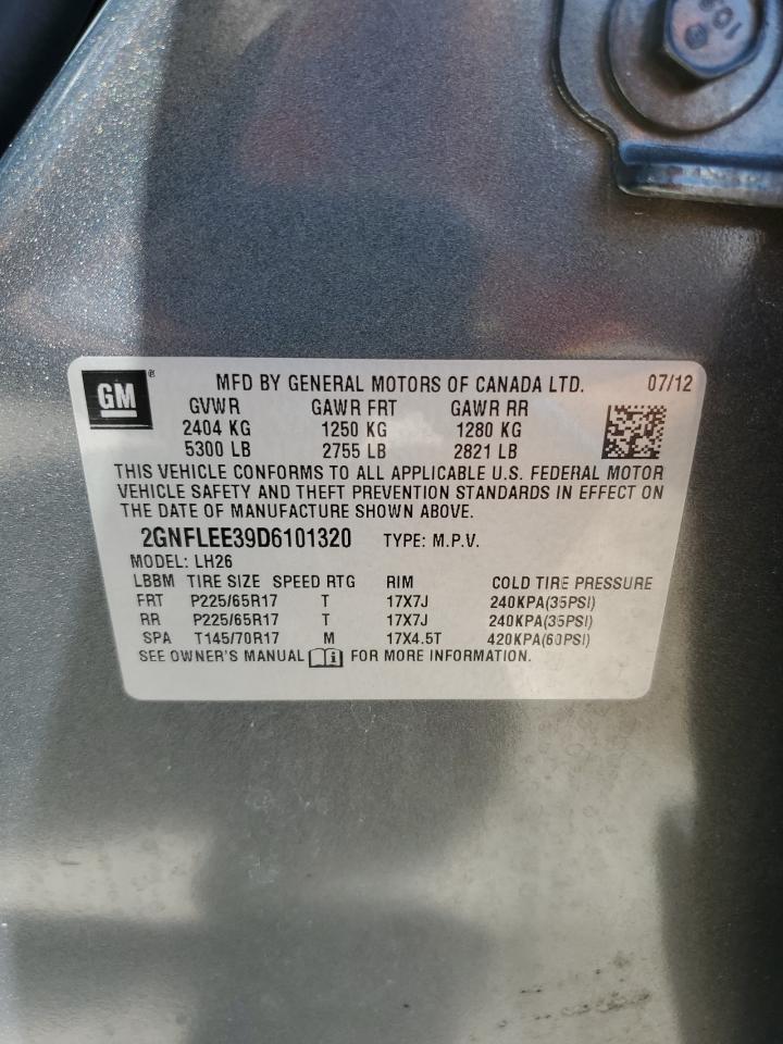 2013 Chevrolet Equinox Lt VIN: 2GNFLEE39D6101320 Lot: 84061505