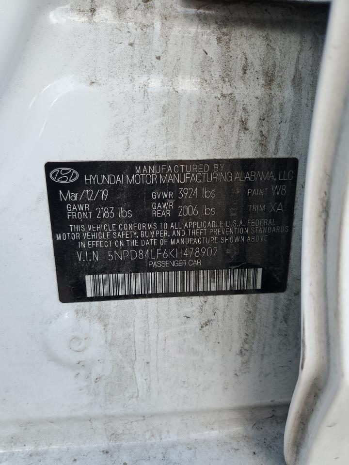 2019 Hyundai Elantra Sel VIN: 5NPD84LF6KH478902 Lot: 85122765