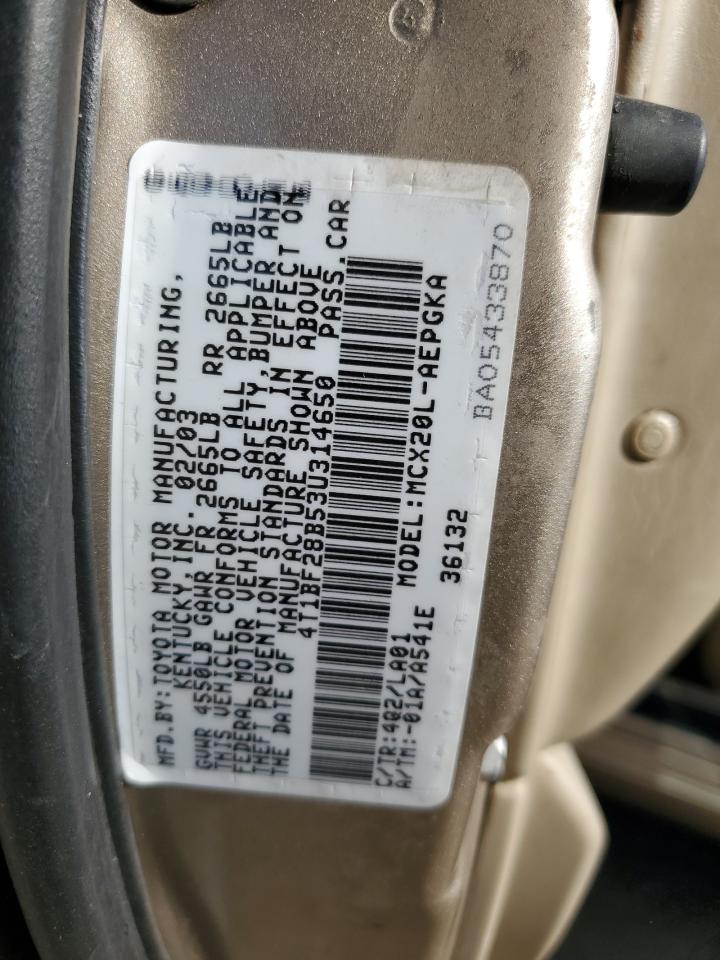 2003 Toyota Avalon Xl VIN: 4T1BF28B53U314650 Lot: 85872455