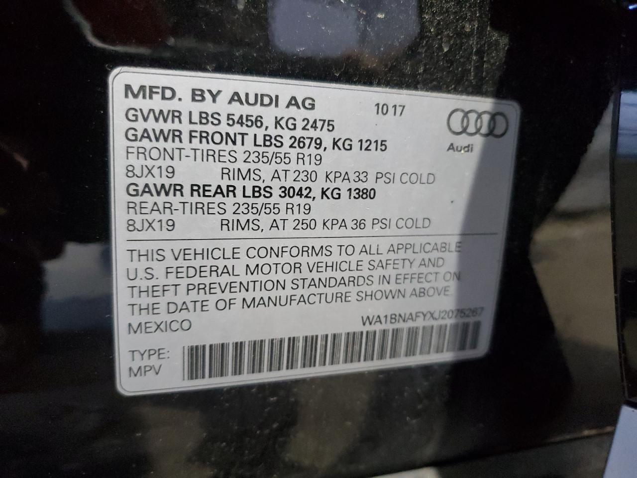 2018 Audi Q5 Premium Plus VIN: WA1BNAFYXJ2075267 Lot: 87406075