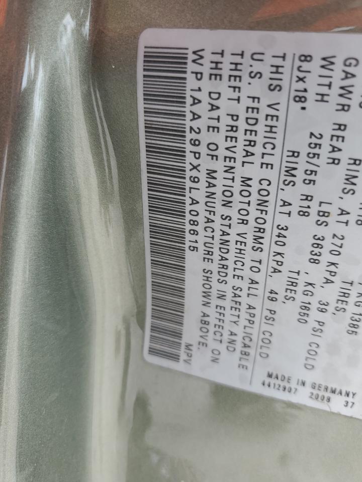 2009 Porsche Cayenne VIN: WP1AA29PX9LA08615 Lot: 84980155