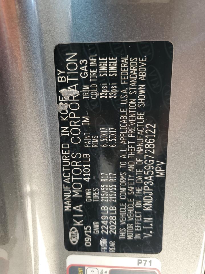 2016 Kia Soul + VIN: KNDJP3A59G7286122 Lot: 82175385