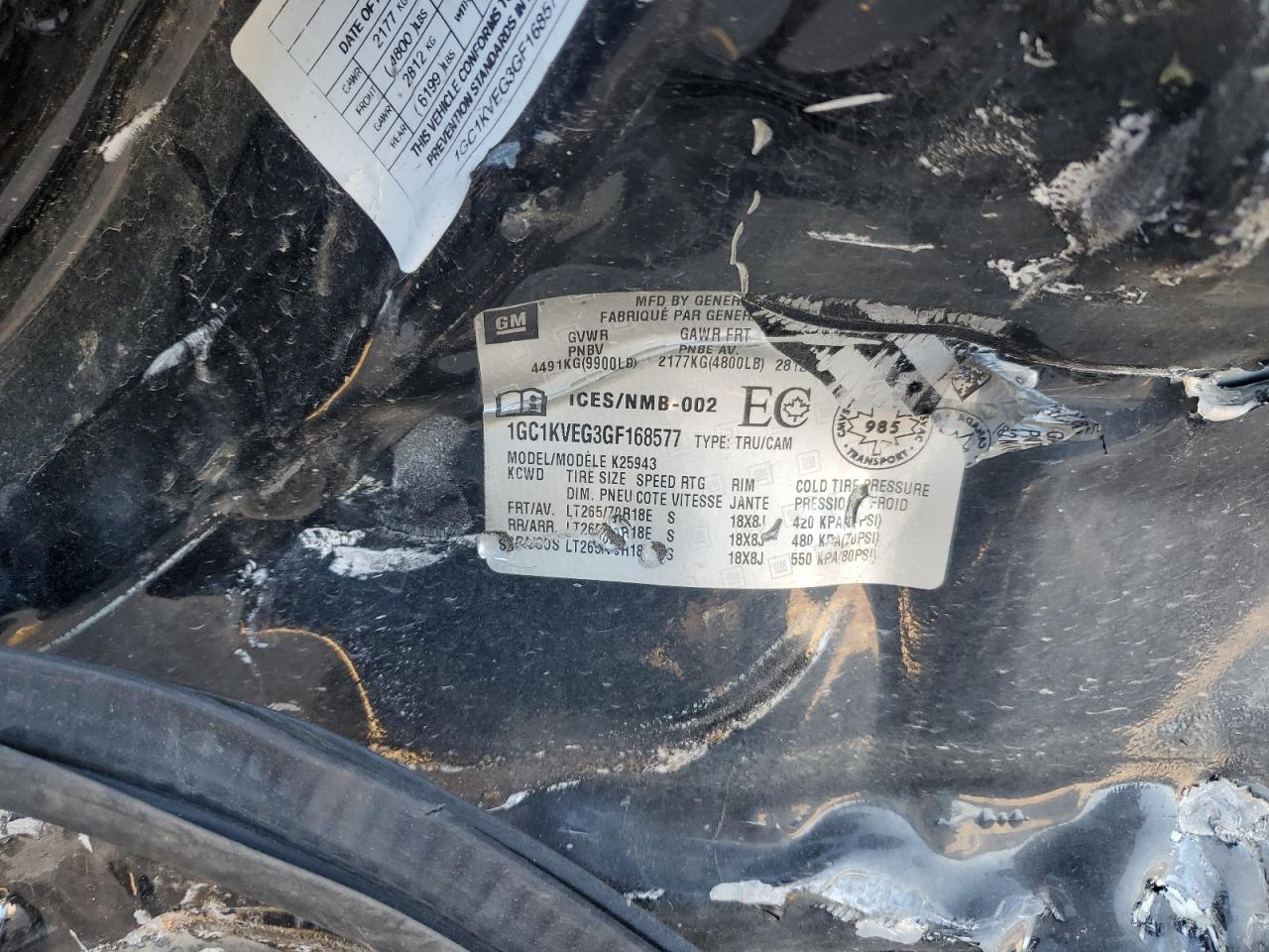 2016 Chevrolet Silverado K2500 Heavy Duty Lt VIN: 1GC1KVEG3GF168577 Lot: 90247035