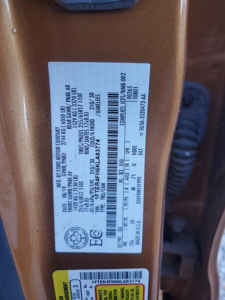 2019 Ford Ranger Xl VIN: 1FTER4FH6KLA83774 Lot: 90014415