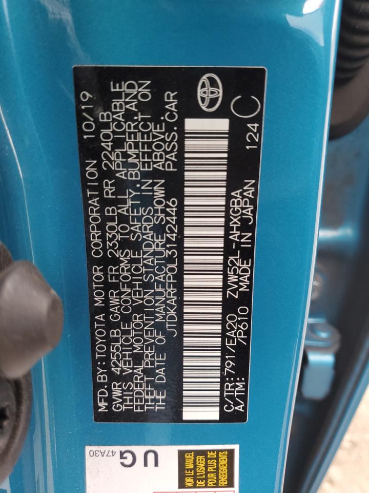 2020 Toyota Prius Prime Le VIN: JTDKARFP0L3142446 Lot: 86727155