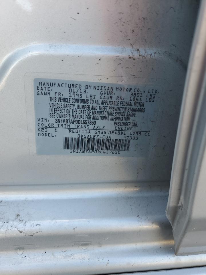 2013 Nissan Sentra S VIN: 3N1AB7AP0DL657850 Lot: 90632555