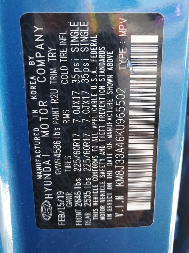 2019 Hyundai Tucson Limited VIN: KM8J33A46KU965502 Lot: 82309455