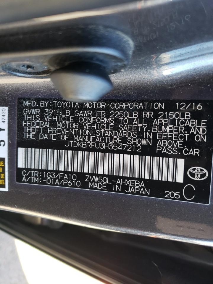 2017 Toyota Prius VIN: JTDKBRFU3H3547212 Lot: 87072095