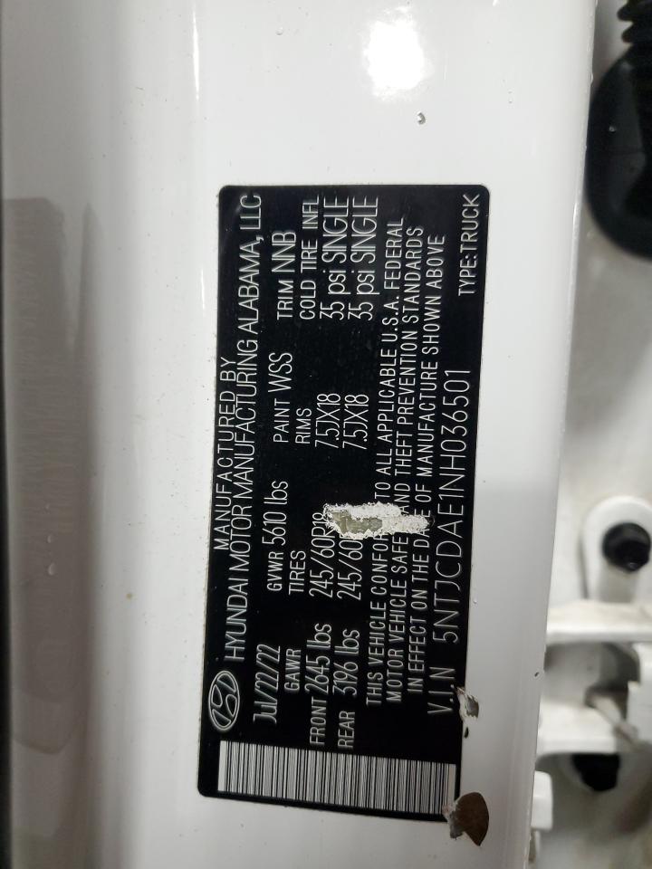 2022 Hyundai Santa Cruz Sel VIN: 5NTJCDAE1NH036501 Lot: 85900775