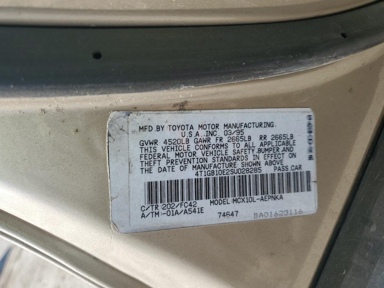 1995 Toyota Avalon Xl VIN: 4T1GB10E2SU028285 Lot: 85419385