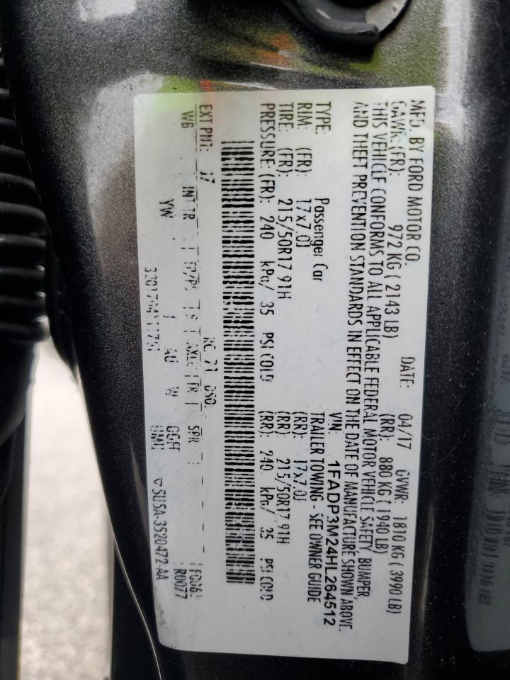 2017 Ford Focus Sel VIN: 1FADP3M24HL264512 Lot: 85156595