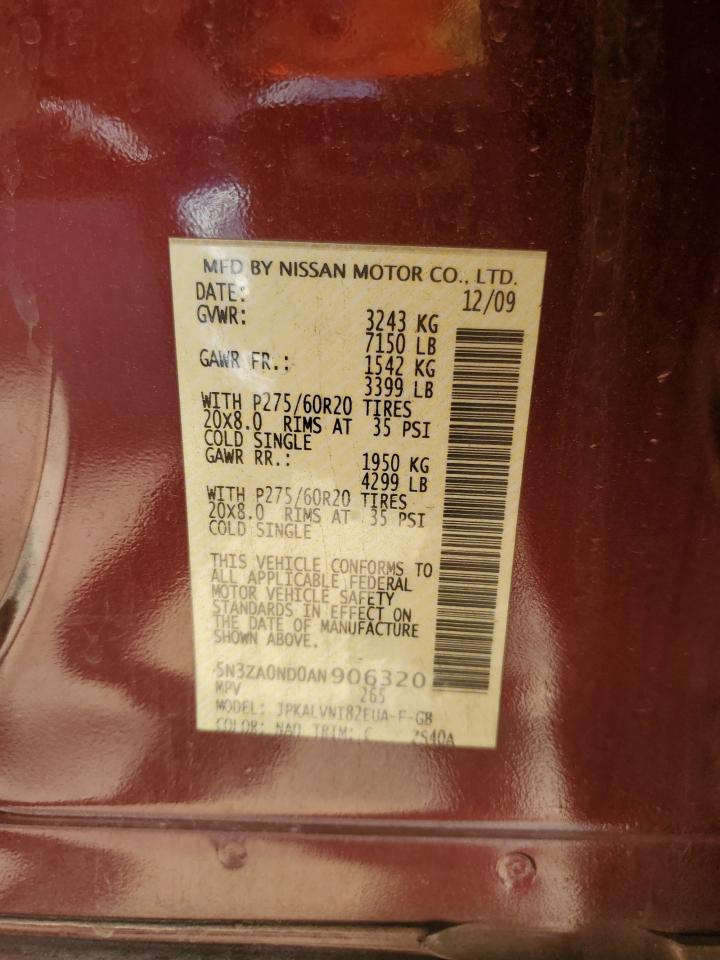 2010 Infiniti Qx56 VIN: 5N3ZA0ND0AN906320 Lot: 87081685
