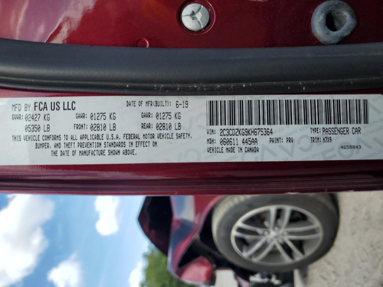 2019 Dodge Challenger Gt VIN: 2C3CDZKG9KH675364 Lot: 82195585