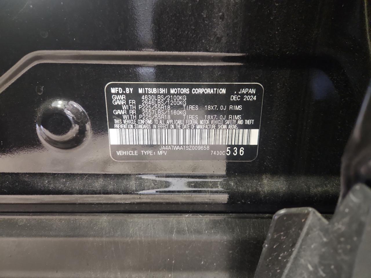 2025 Mitsubishi Eclipse Cross Se VIN: JA4ATWAA1SZ009658 Lot: 86785725