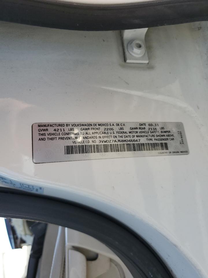 2011 Volkswagen Jetta Se VIN: 3VWDZ7AJ5BM365567 Lot: 81989165