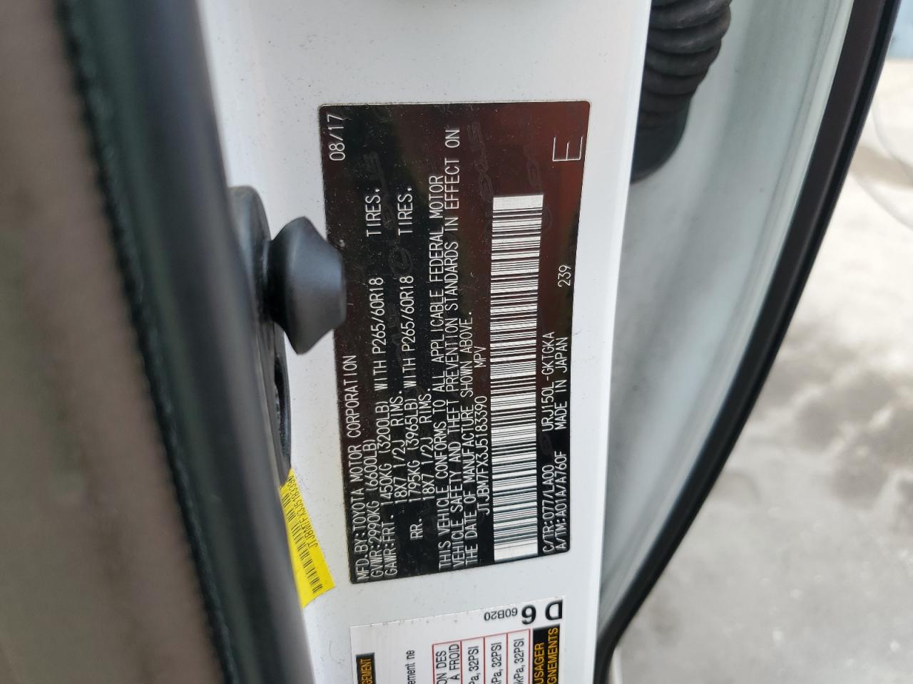 2018 Lexus Gx 460 VIN: JTJBM7FX3J5183390 Lot: 86608155