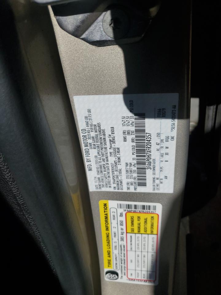 2015 Ford Fusion Se VIN: 3FA6P0H7XFR204357 Lot: 82759805