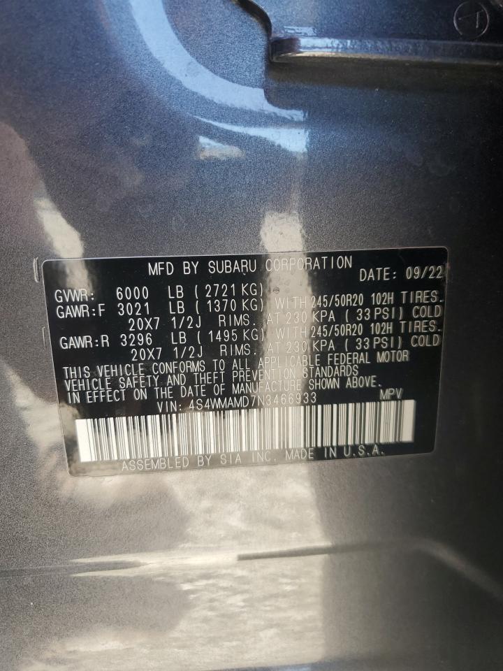 2022 Subaru Ascent Limited VIN: 4S4WMAMD7N3466933 Lot: 81940375