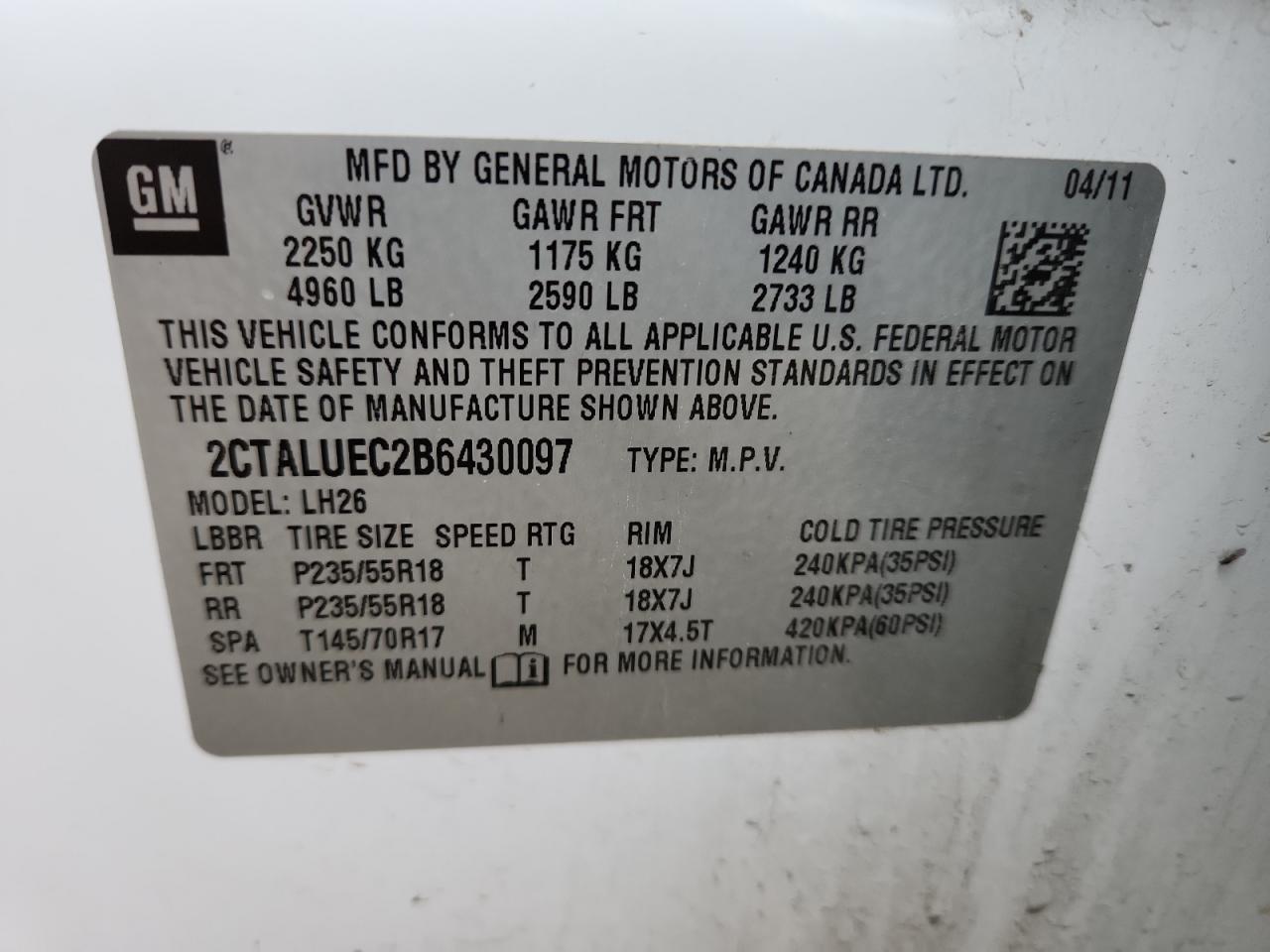 2011 GMC Terrain Slt VIN: 2CTALUEC2B6430097 Lot: 89649205