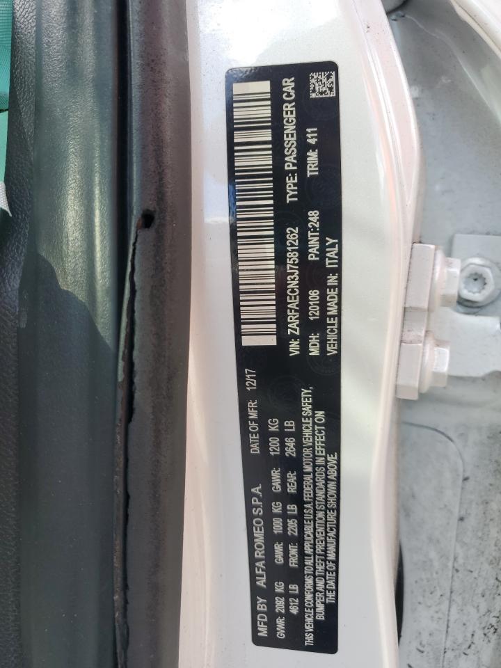 2018 Alfa Romeo Giulia Ti VIN: ZARFAECN3J7581262 Lot: 82652965