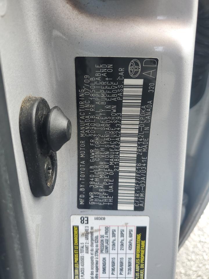 2010 Toyota Corolla Base VIN: 2T1BU4EE2AC243793 Lot: 85335005