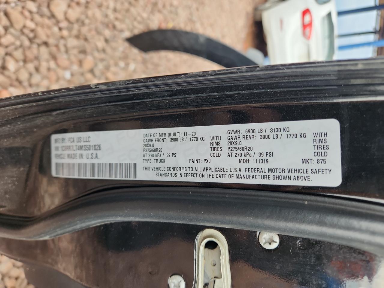 2021 Ram 1500 Classic Slt VIN: 1C6RR7LT4MS501826 Lot: 82235935