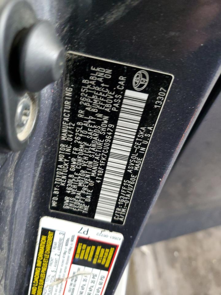 2012 Toyota Camry Base VIN: 4T1BF1FK7CU096479 Lot: 81970495