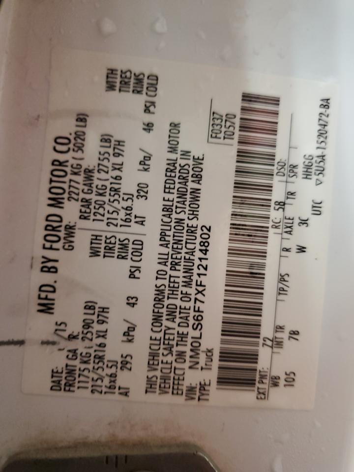 2015 Ford Transit Connect Xlt VIN: NM0LS6F7XF1214802 Lot: 89807855