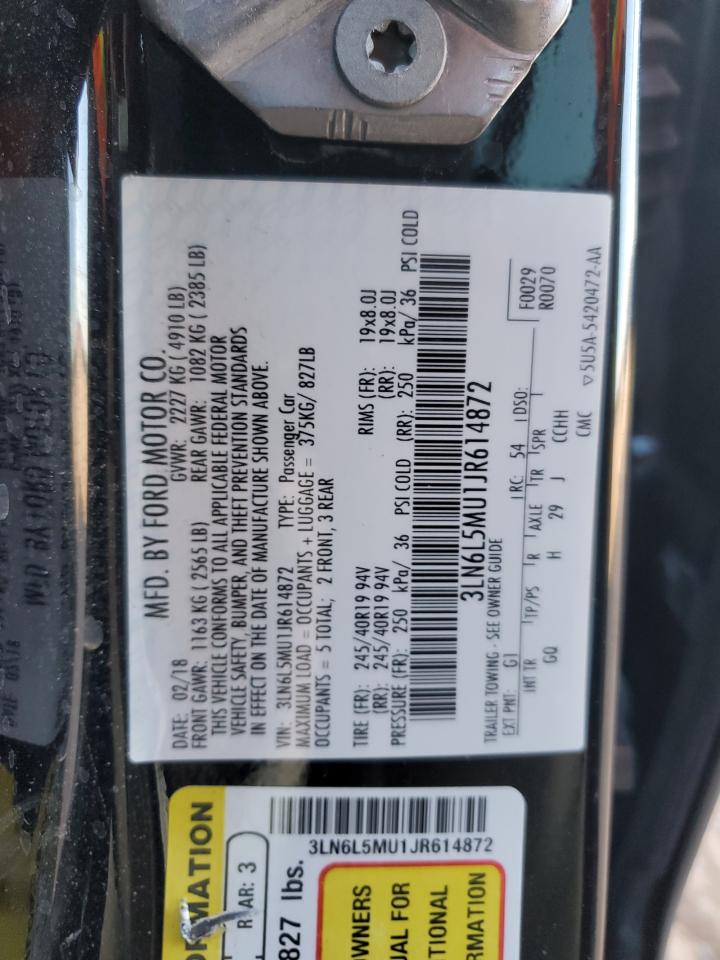 2018 Lincoln Mkz Hybrid Reserve VIN: 3LN6L5MU1JR614872 Lot: 87489205