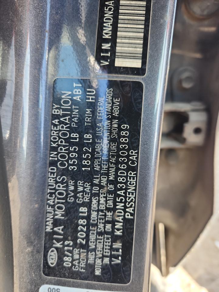 2013 Kia Rio Ex VIN: KNADN5A38D6303889 Lot: 89461515