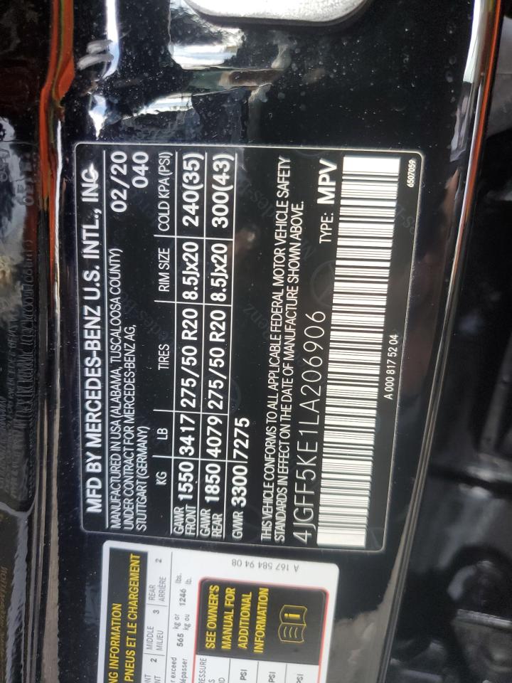 2020 Mercedes-Benz Gls 450 4Matic VIN: 4JGFF5KE1LA206906 Lot: 82698465