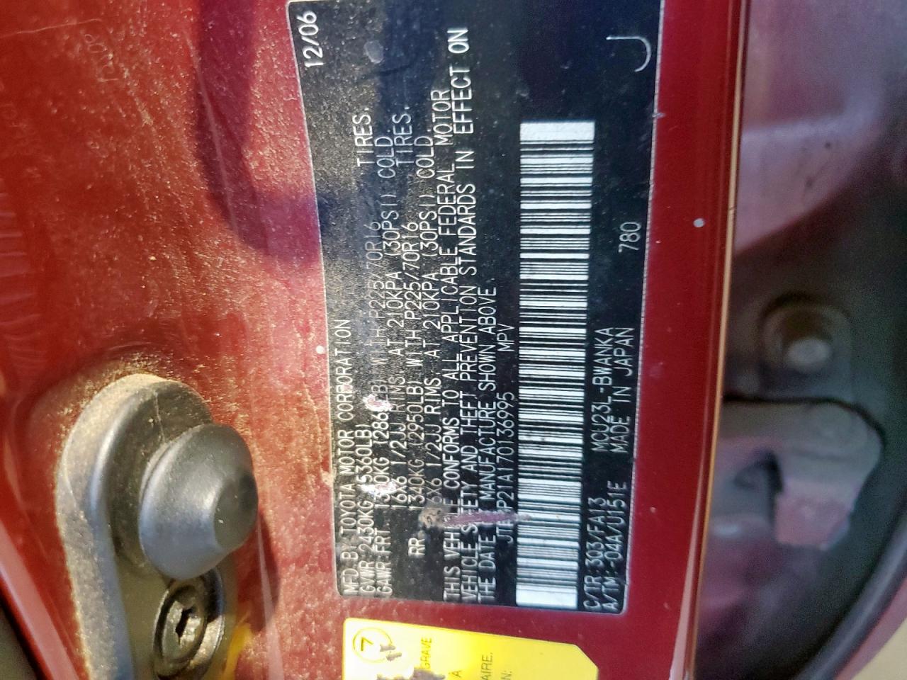 2007 Toyota Highlander Sport VIN: JTEGP21A170136995 Lot: 82378445