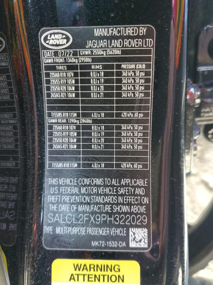 2023 Land Rover Discovery Sport Se R-Dynamic VIN: SALCL2FX9PH322029 Lot: 85707655