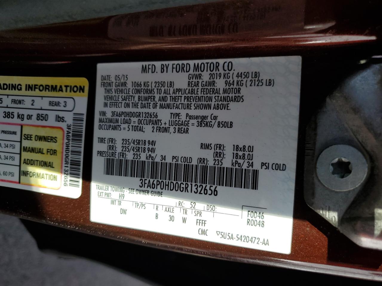 2016 Ford Fusion Se VIN: 3FA6P0HD0GR132656 Lot: 85596605