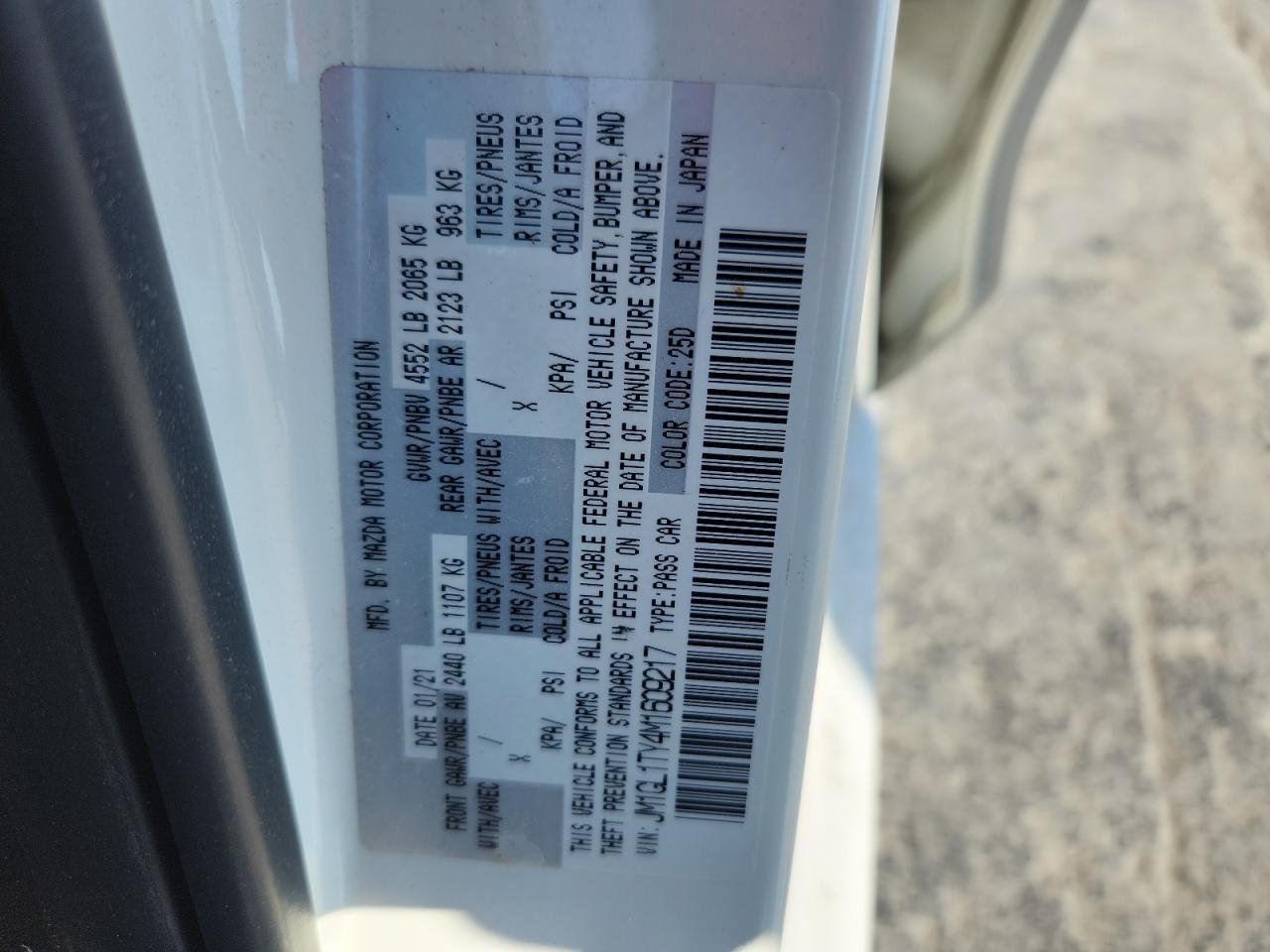 2021 Mazda 6 Grand Touring VIN: JM1GL1TY4M1609217 Lot: 87267415