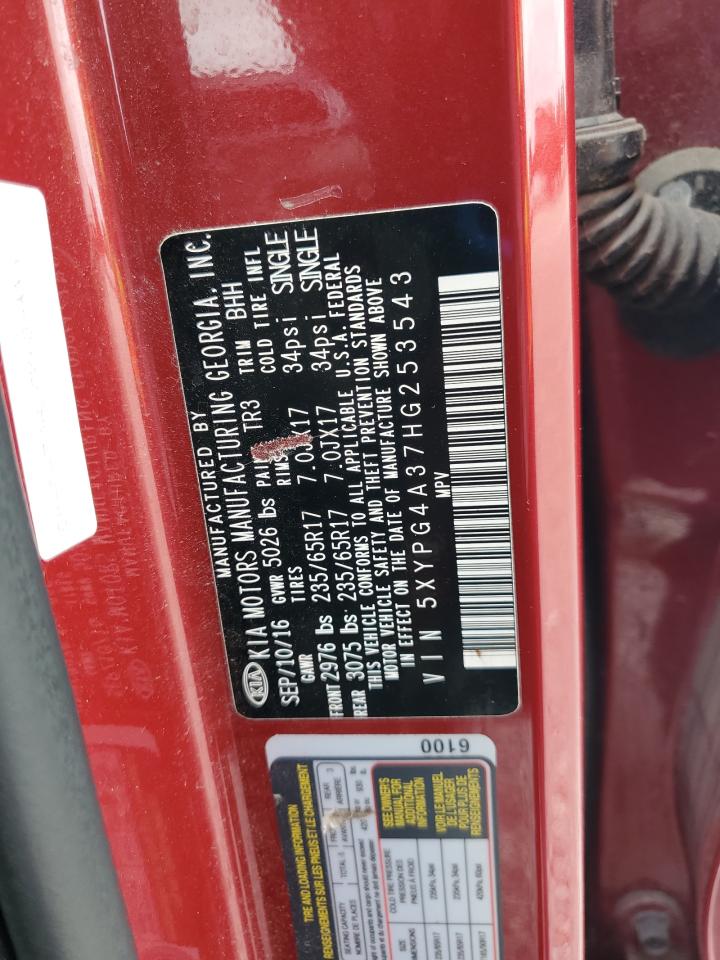 2017 Kia Sorento Lx VIN: 5XYPG4A37HG253543 Lot: 85719035