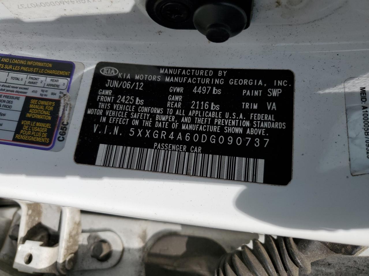 2013 Kia Optima Sx VIN: 5XXGR4A60DG090737 Lot: 85075145