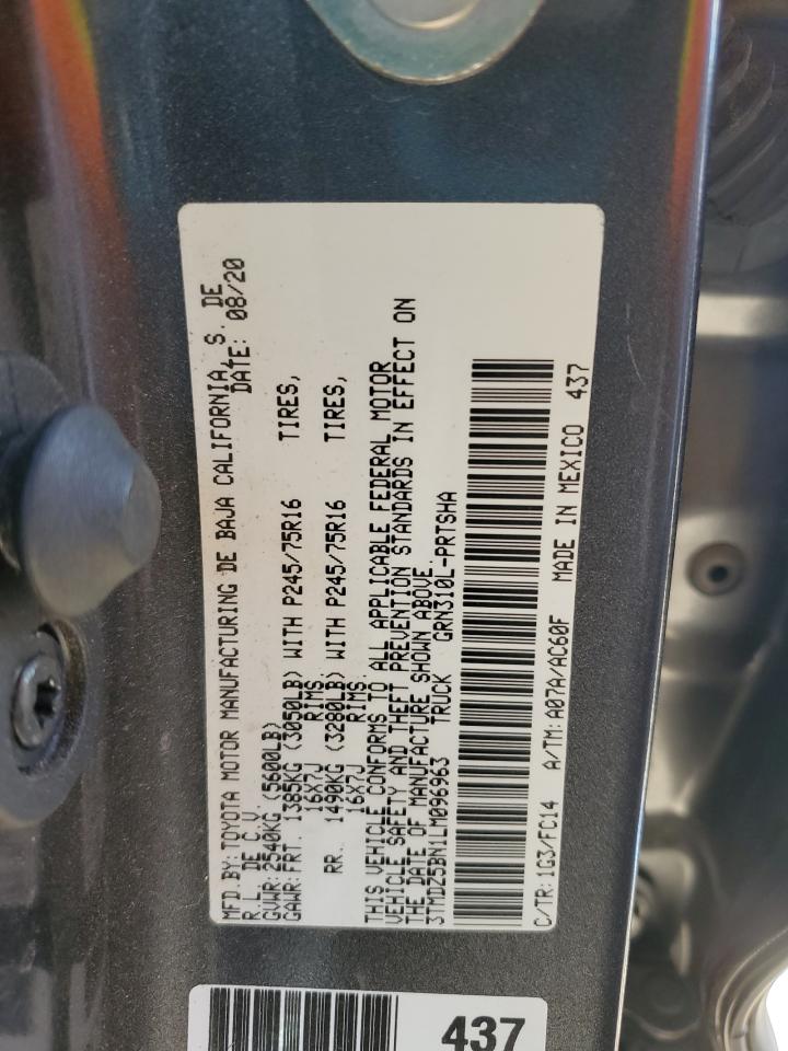 2020 Toyota Tacoma Double Cab VIN: 3TMDZ5BN1LM096963 Lot: 85932725