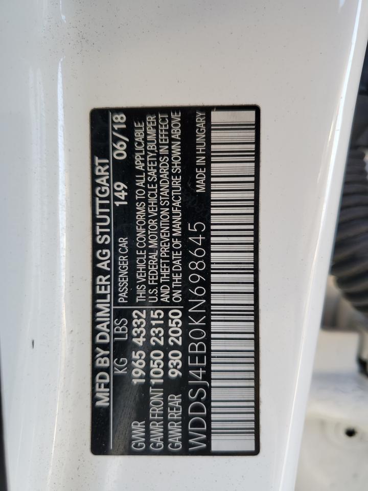 2019 Mercedes-Benz Cla 250 VIN: WDDSJ4EB0KN698645 Lot: 90067405